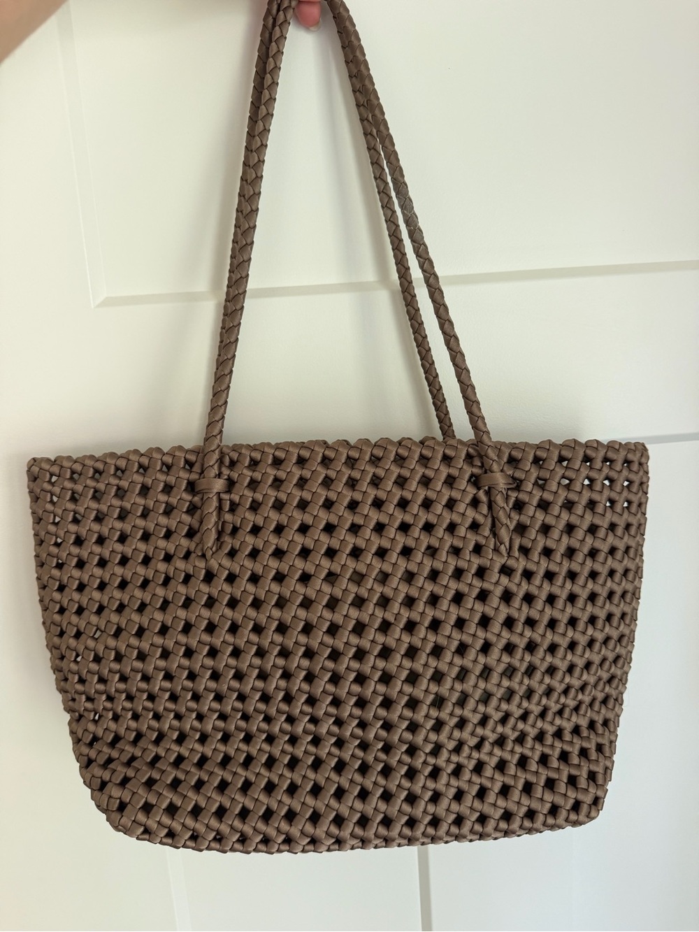 Woven Tote Bag in Taupe Brown